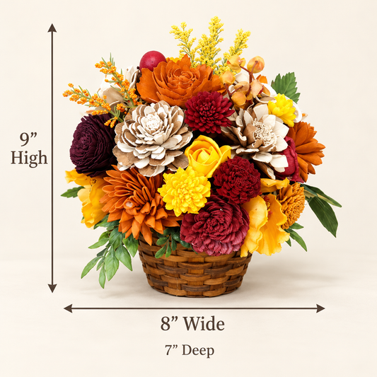 Autumn Harvest Sola Wood Flower Basket Arrangement