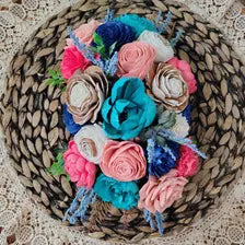 Blue & Pink Sola Wood Flower Centerpiece