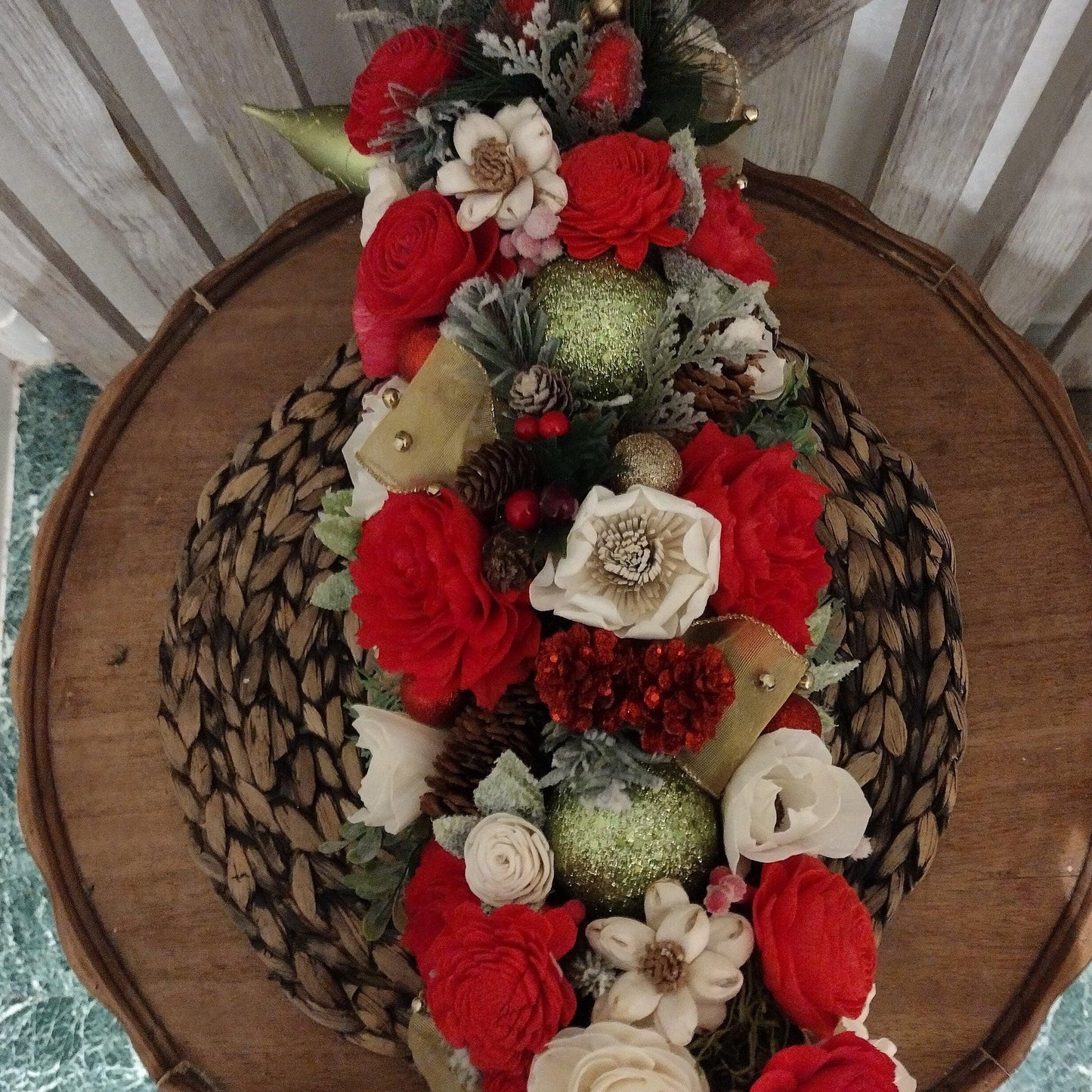 Christmas Holiday Centerpiece, Rectangular and long