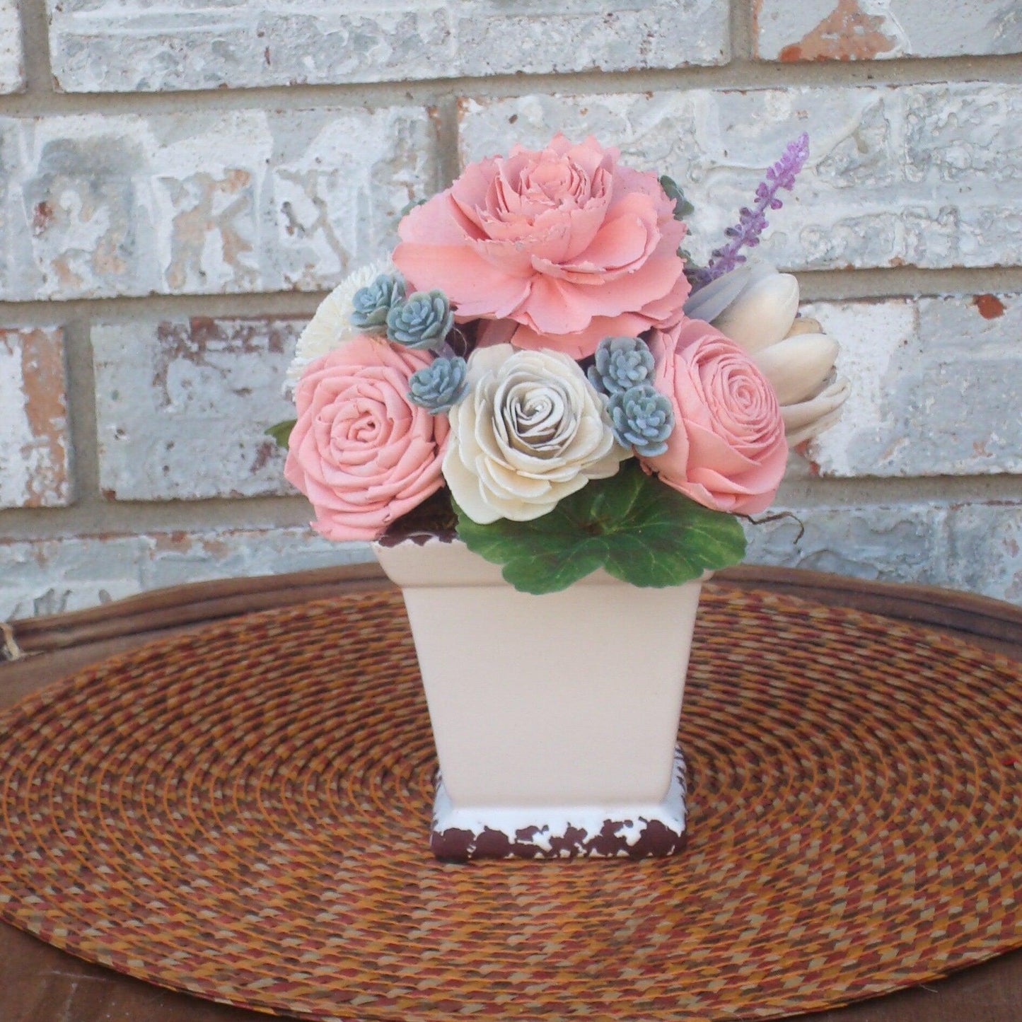 Wood Flowers, Pink Flowers, Valentines Day, Sola Flowers, Gift For her, Approx 10X8X7