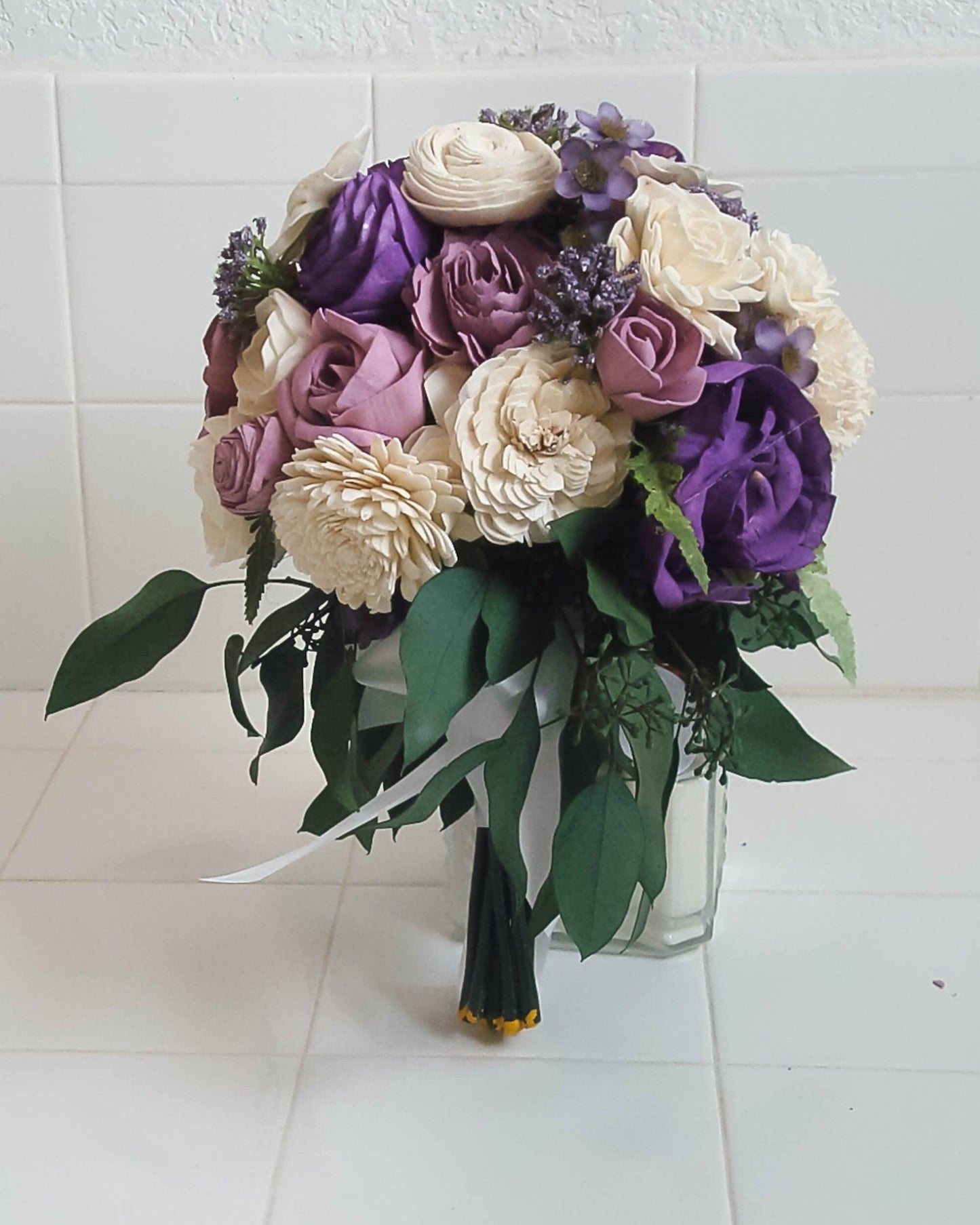 Sola Flower Bouquet,Wood Flower Bouquet, Lavender Bridal Bouquet, Dried flower bouquet,Purple Wedding Bouquet, Sola Wood Flowers