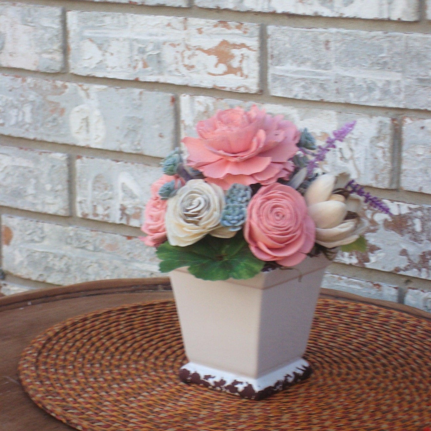 Wood Flowers, Pink Flowers, Valentines Day, Sola Flowers, Gift For her, Approx 10X8X7