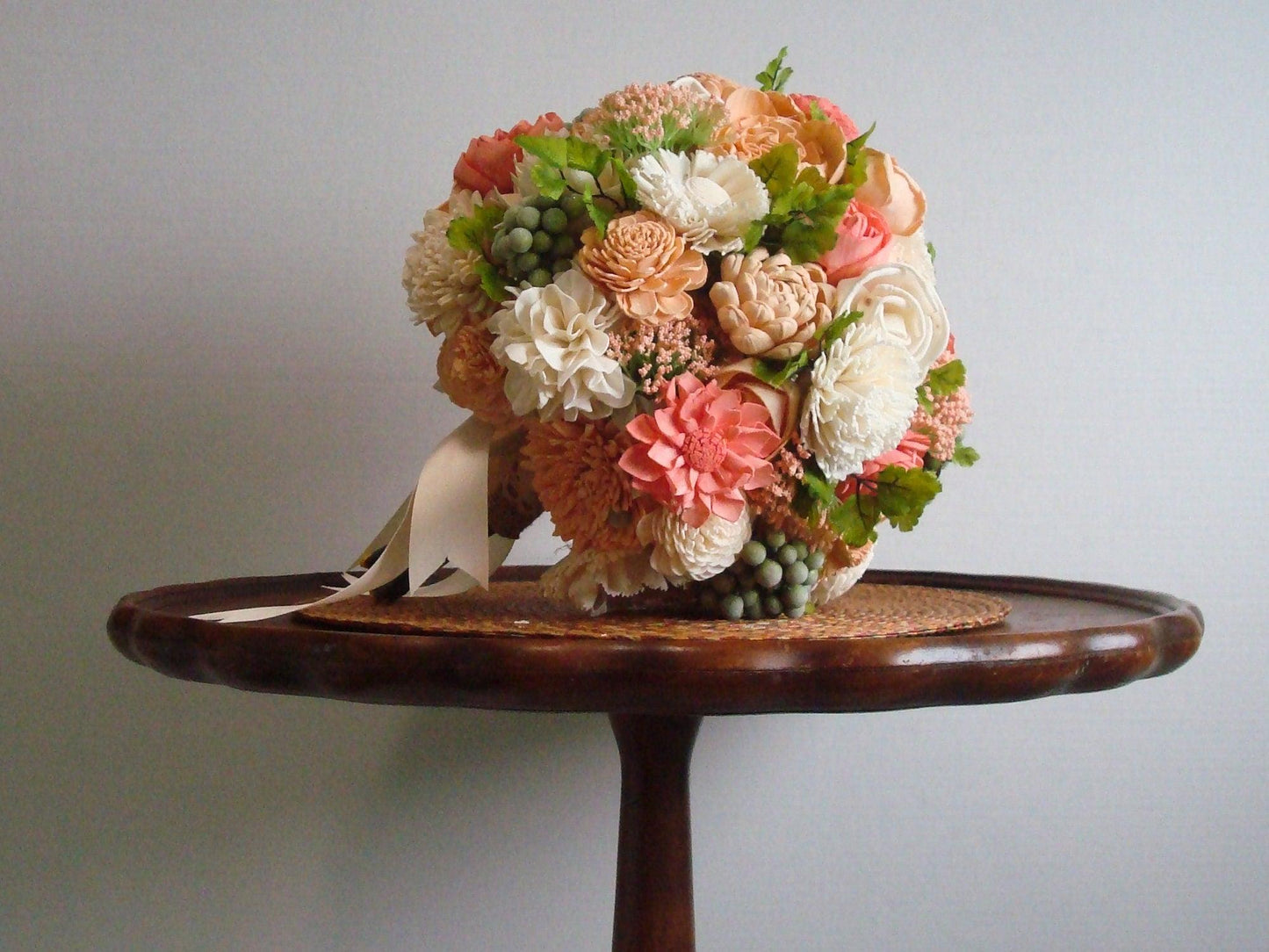 Peach and Green Wood Flower Bouquet Wood Flowers Wood Flowers Bouquet sola Wood Flower Bouquet