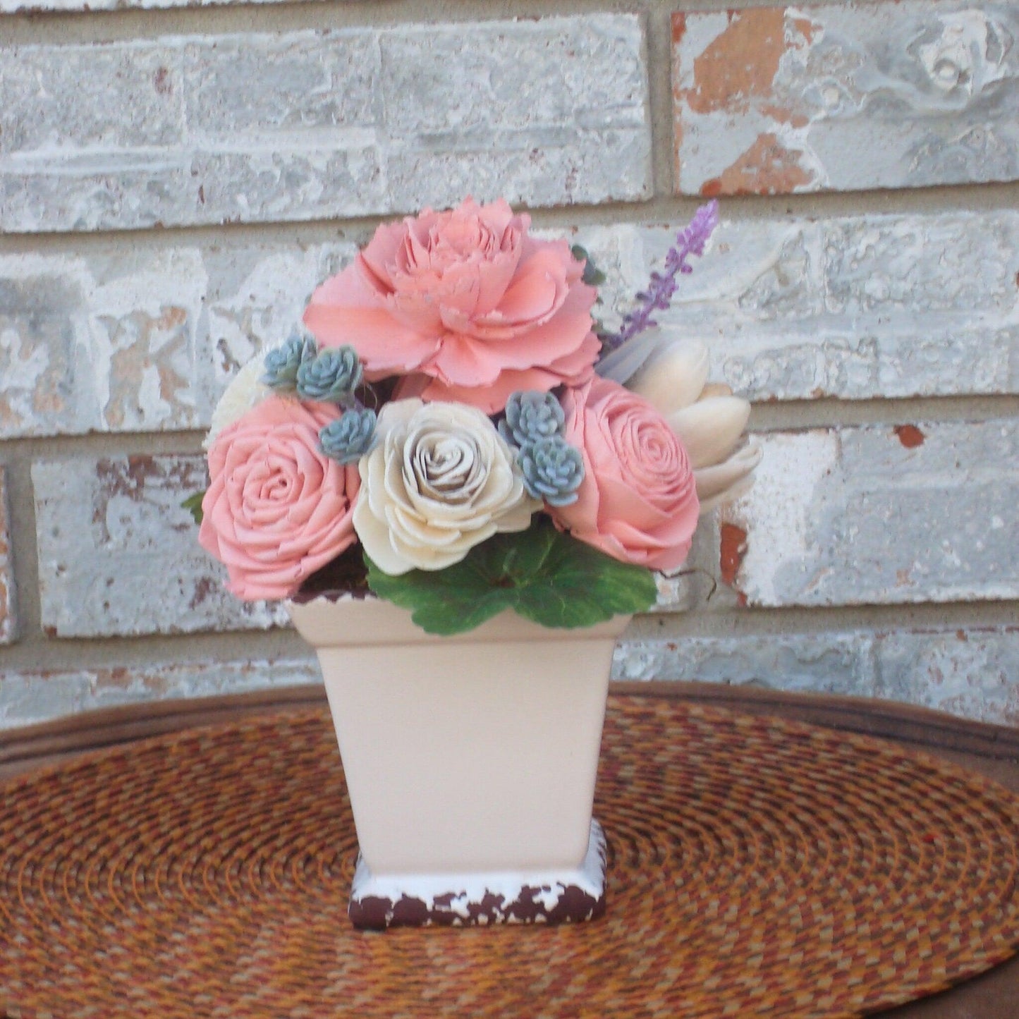 Wood Flowers, Pink Flowers, Valentines Day, Sola Flowers, Gift For her, Approx 10X8X7