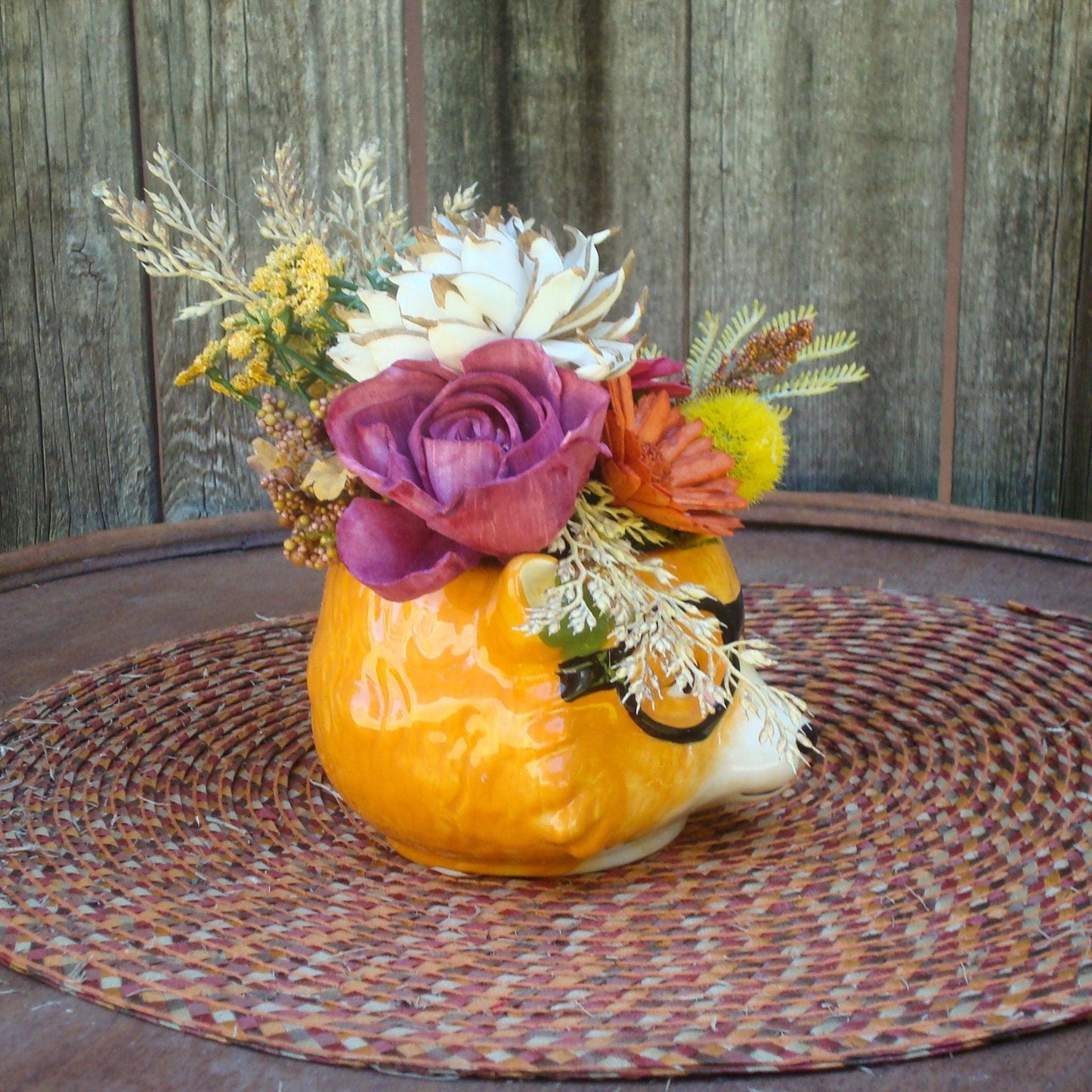 Fall centerpiece, Fall Fox Centerpiece, Novelty Floral, Fall Decor, Sola Wood Flowers, earth tones