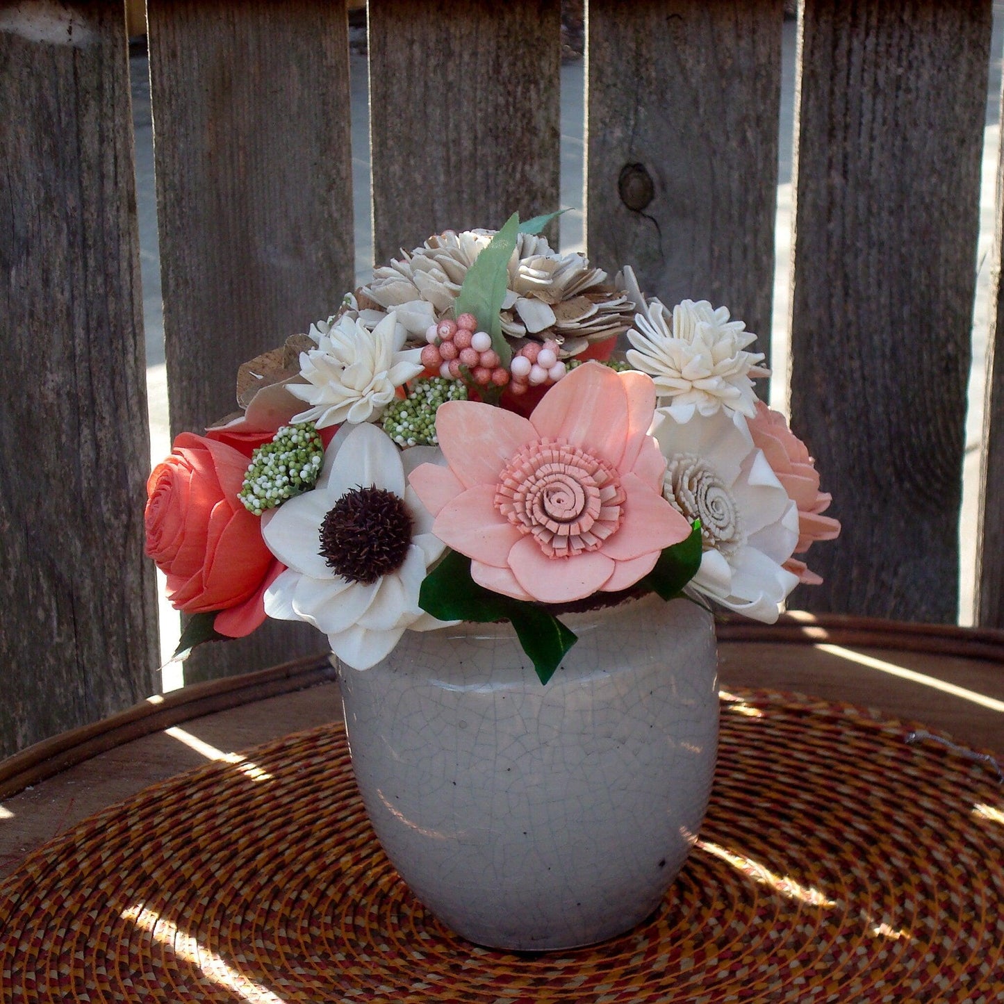 Peach and coral sola wood flowers