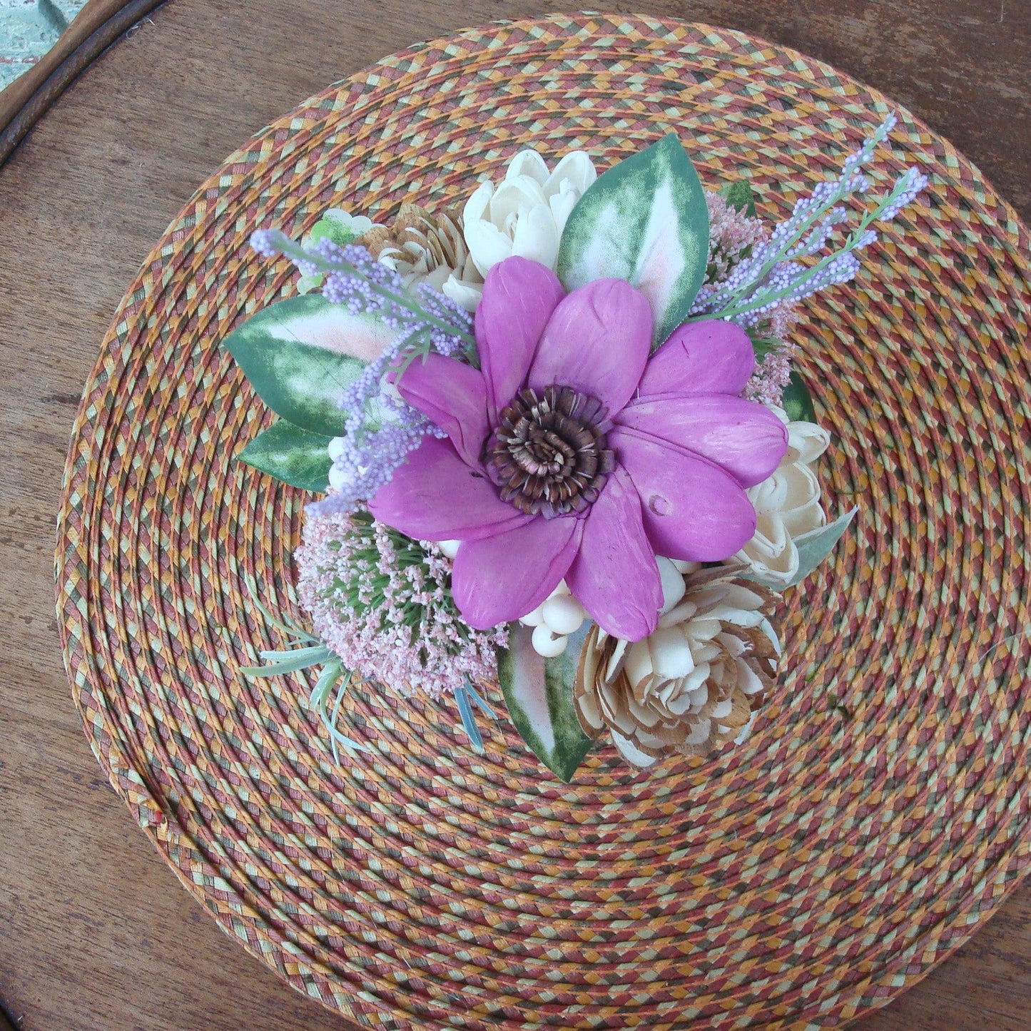 fuschia and purple in white vase small