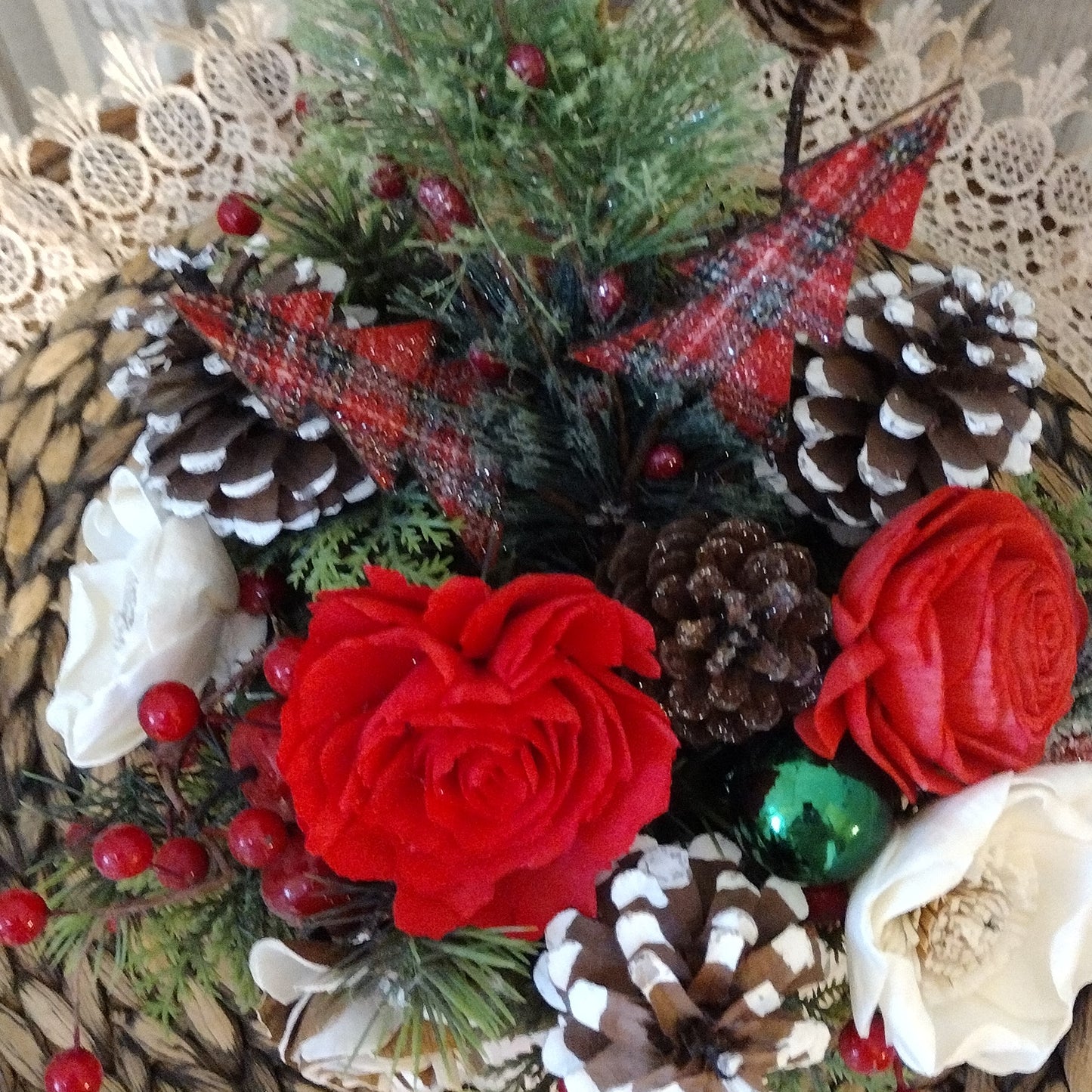 Jumbo Santa mug filled with sola wood flowers