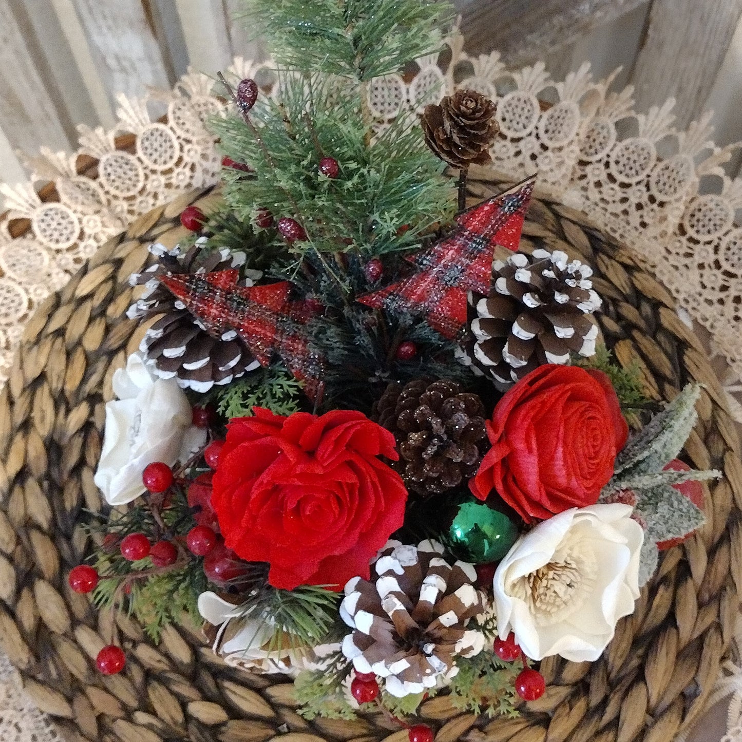 Jumbo Santa mug filled with sola wood flowers