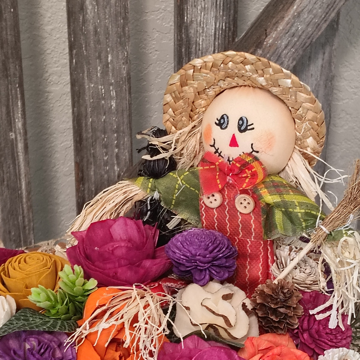 Fall Scarecrow Wagon Centerpiece | Sola Wood Flower Arrangement