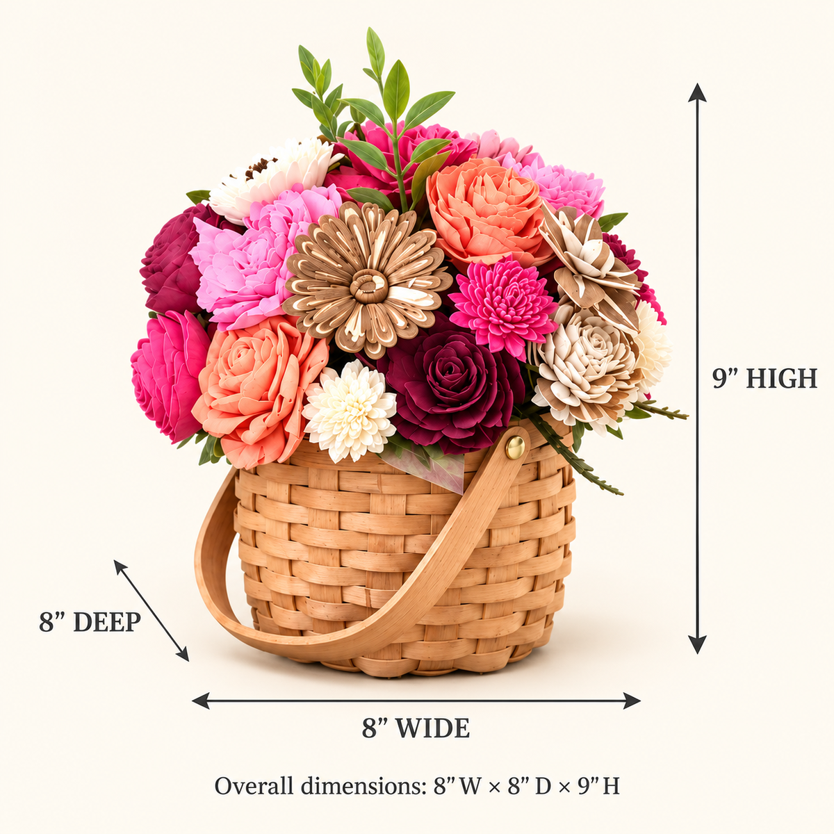 Pink & Coral Sola Wood Flower Basket Arrangement