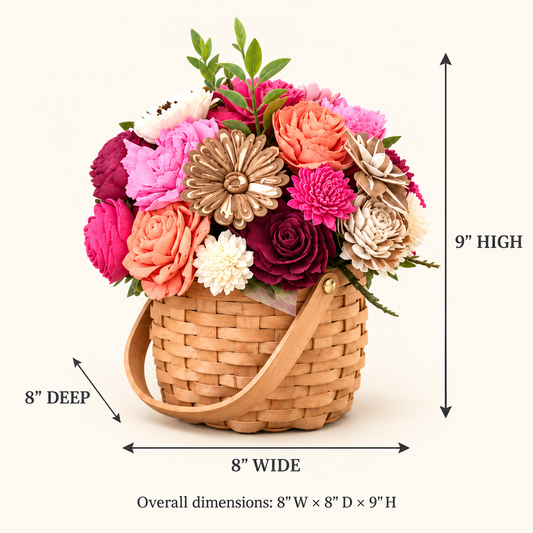 Pink & Coral Sola Wood Flower Basket Arrangement