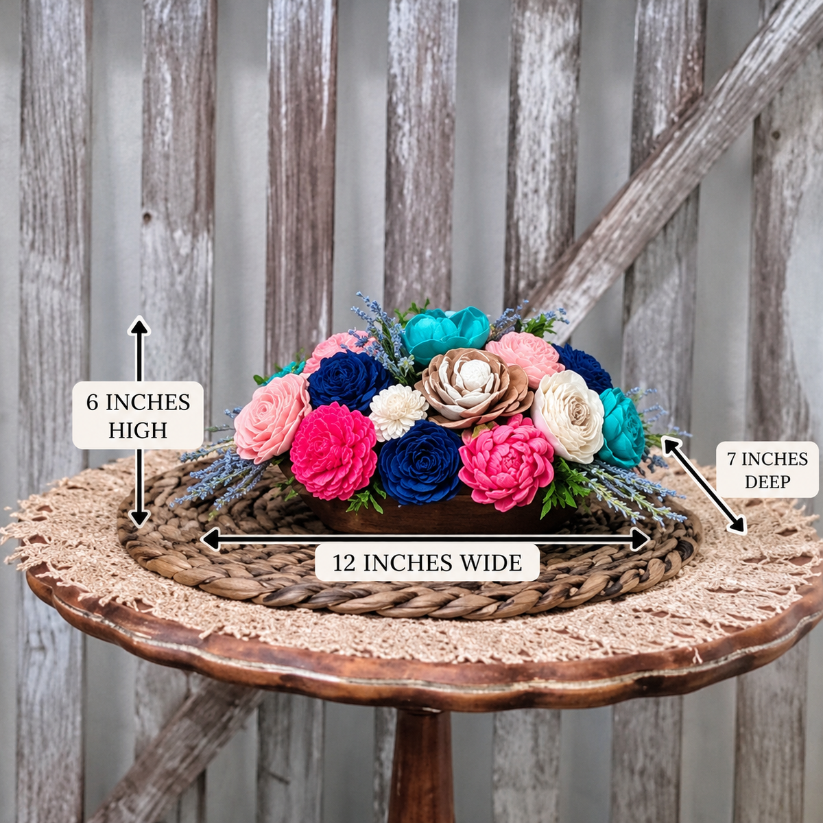 Blue & Pink Sola Wood Flower Centerpiece