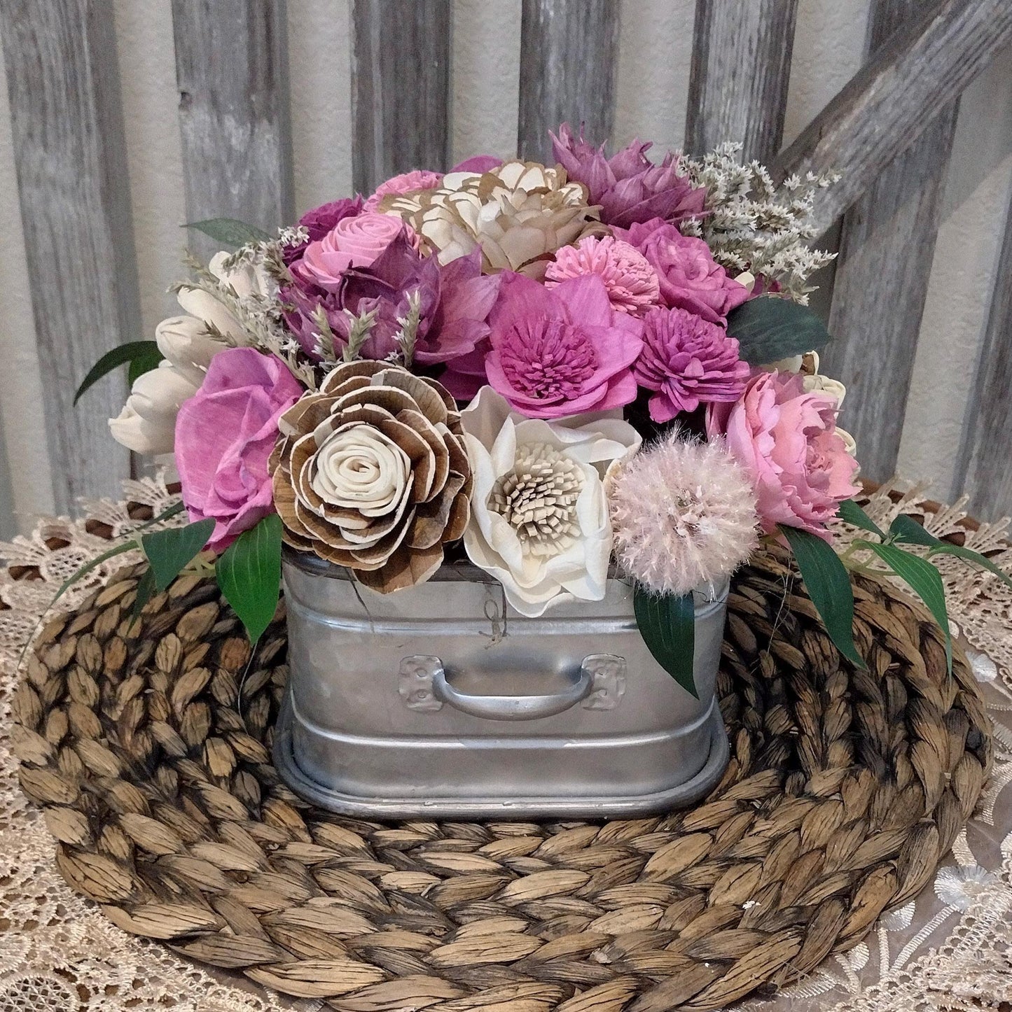 Dusty pinks for Fall floral centerpiece, gift for her