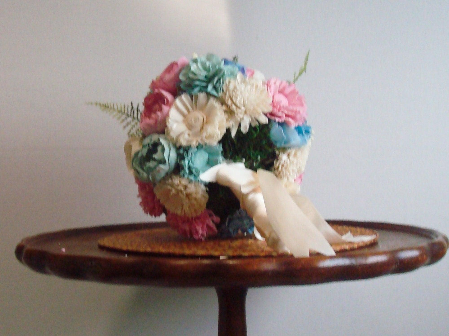 Sola Flower Bouquet Wood Flower Bouquet Pink and Blue Wedding Dried Flower Bouquet Fake Flower Bouquet Sola Wood Flowers