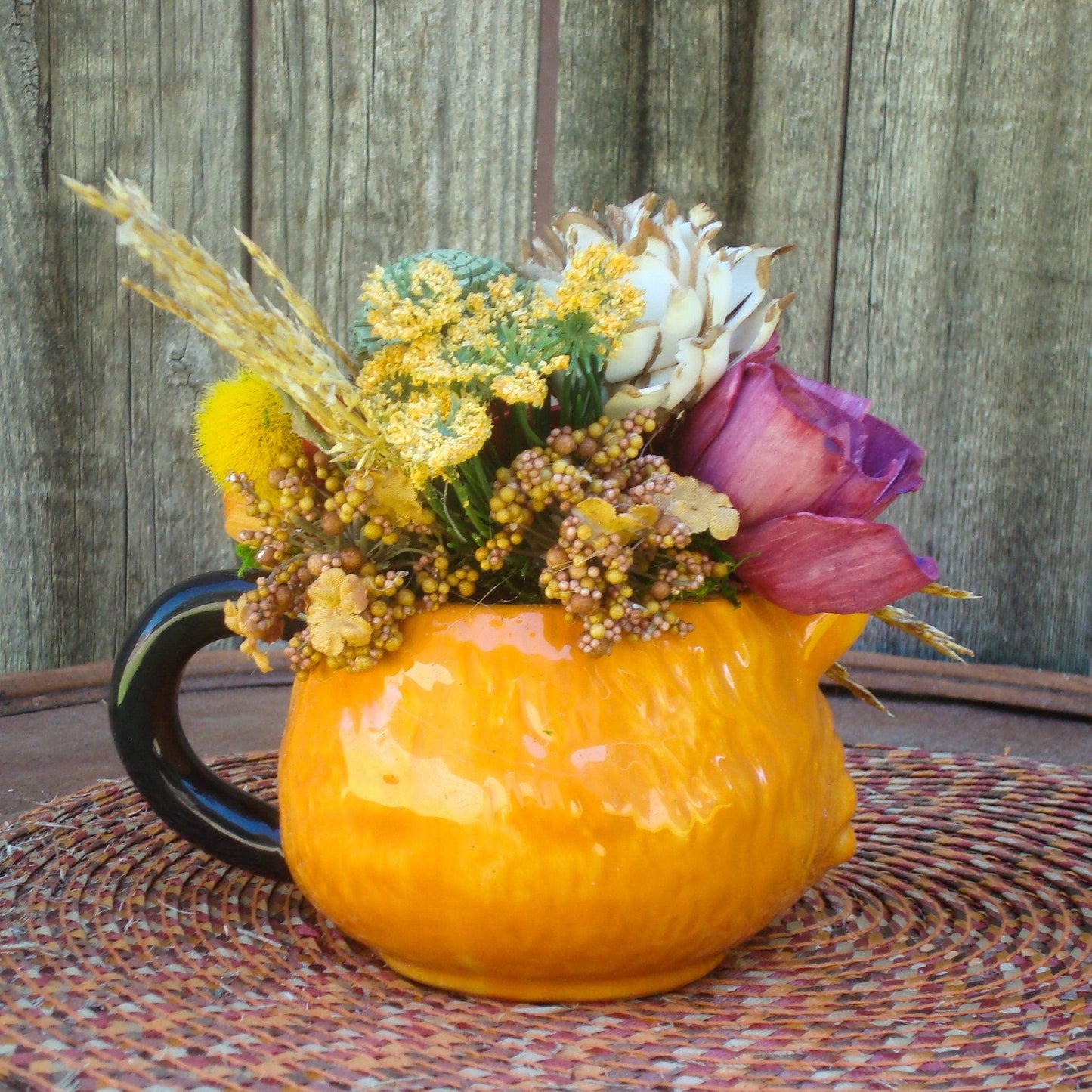 Fall centerpiece, Fall Fox Centerpiece, Novelty Floral, Fall Decor, Sola Wood Flowers, earth tones