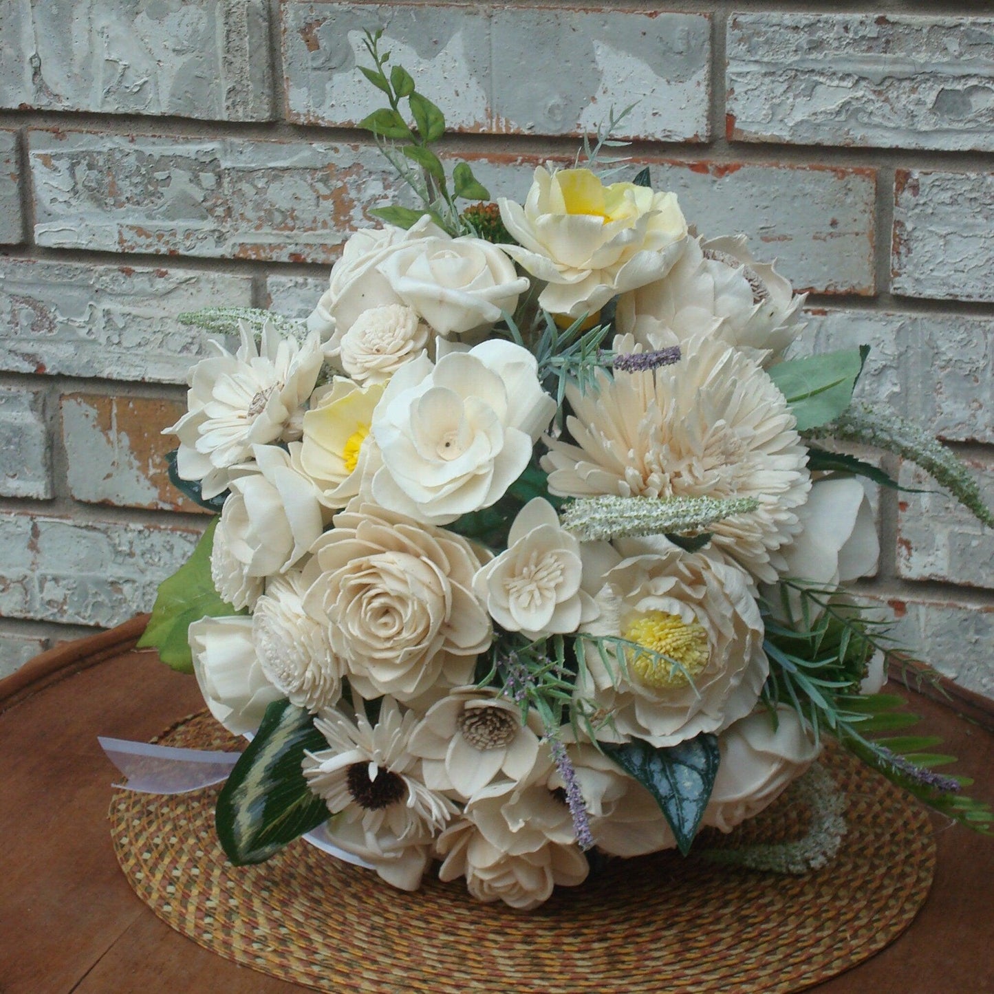 All White Bridal Bouquet, Sola Flower Bouquet, All White Wedding Flowers