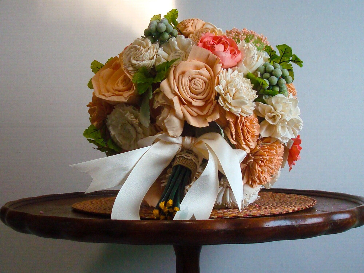 Peach and Green Wood Flower Bouquet Wood Flowers Wood Flowers Bouquet sola Wood Flower Bouquet