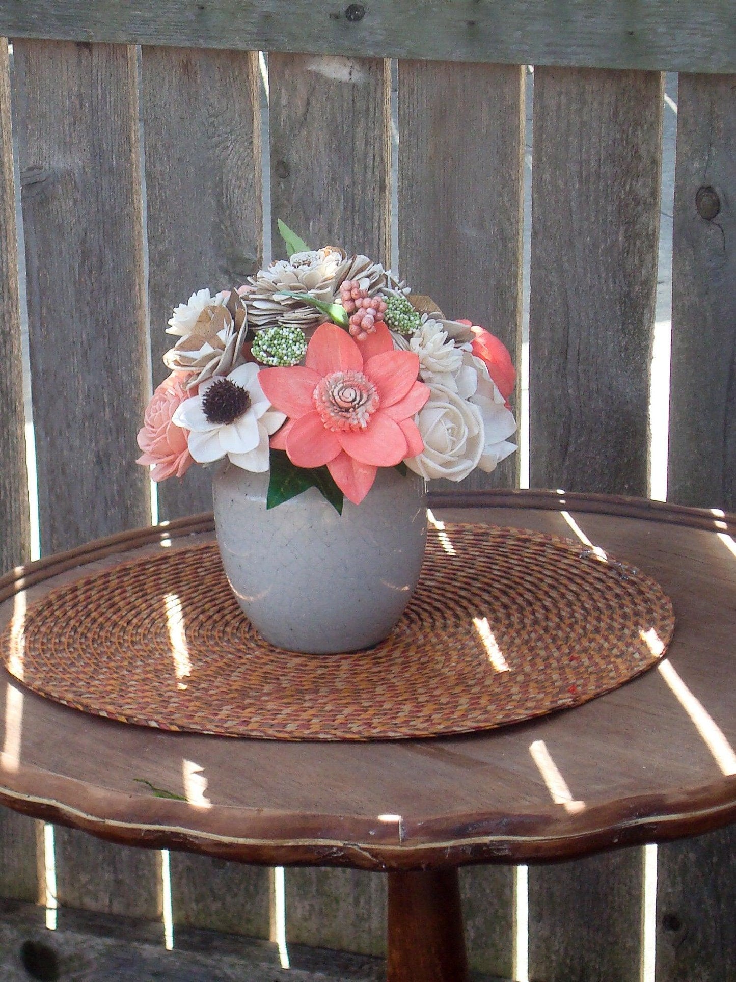 Peach and coral sola wood flowers