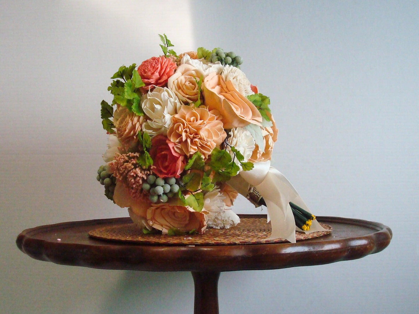 Peach and Green Wood Flower Bouquet Wood Flowers Wood Flowers Bouquet sola Wood Flower Bouquet