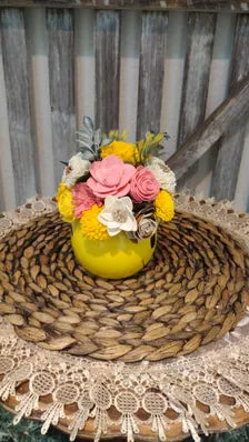 Smiley Face Mug Sola Wood Flower Arrangement