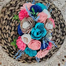 Blue & Pink Sola Wood Flower Centerpiece