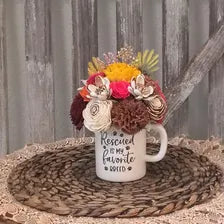 Fall Sola Wood Flower Arrangement in Rescue Dog Mug