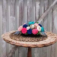 Blue & Pink Sola Wood Flower Centerpiece