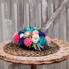 Blue & Pink Sola Wood Flower Centerpiece
