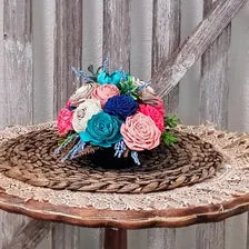 Blue & Pink Sola Wood Flower Centerpiece