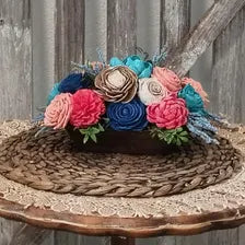 Blue & Pink Sola Wood Flower Centerpiece