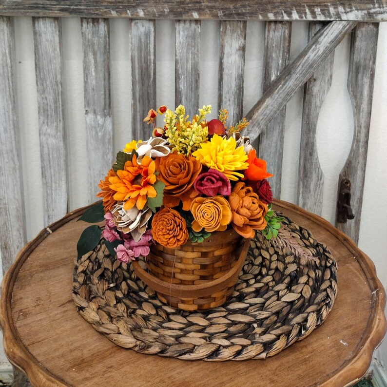 Autumn Harvest Sola Wood Flower Basket Arrangement