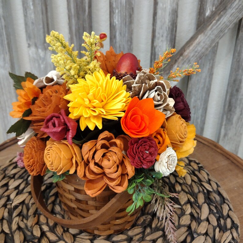 Autumn Harvest Sola Wood Flower Basket Arrangement