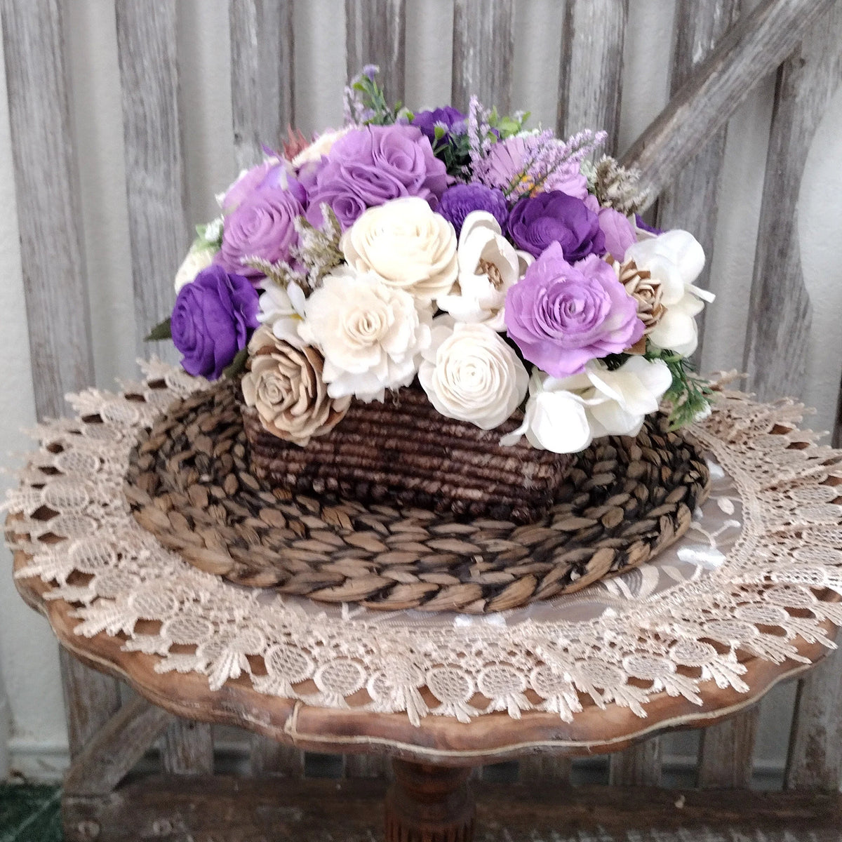 Purple & Lavender Sola Wood Flower Basket