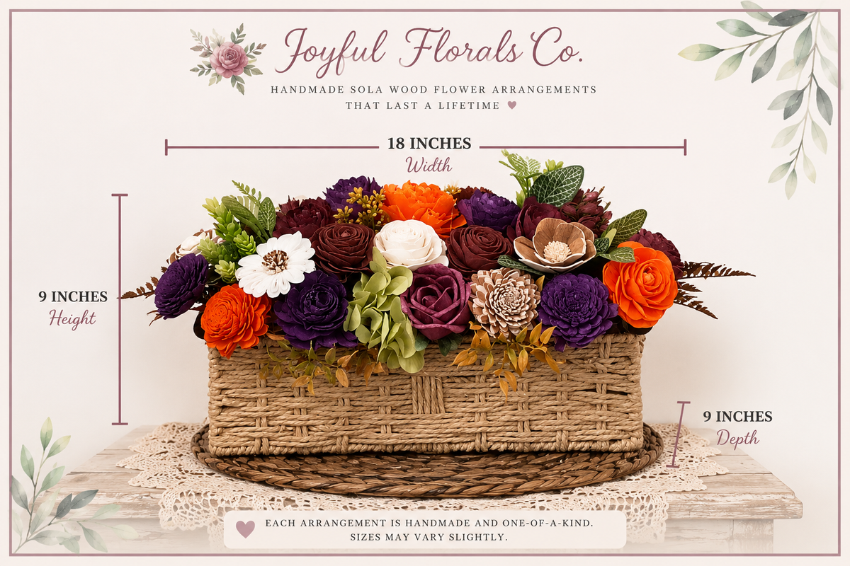 Fall Sola Wood Flower Centerpiece in Woven Basket