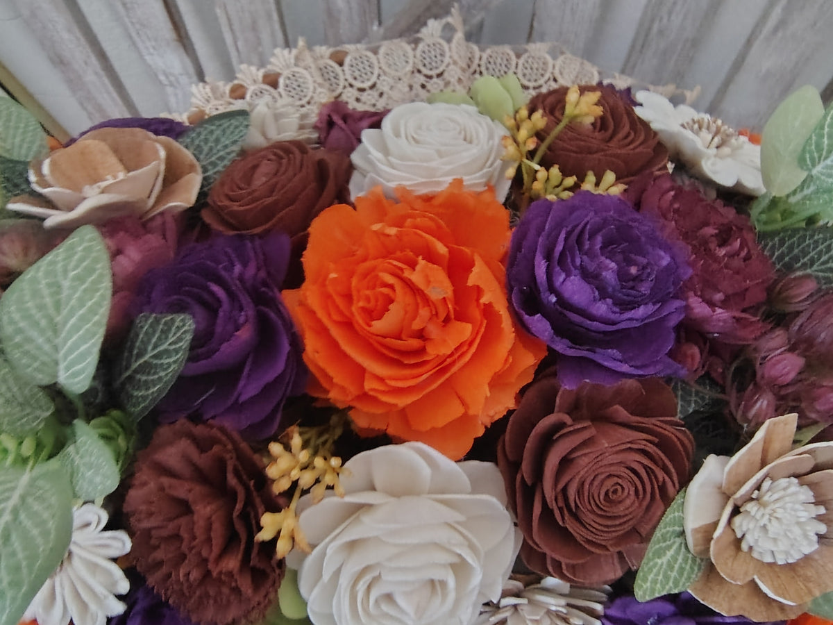 Fall Sola Wood Flower Centerpiece in Woven Basket